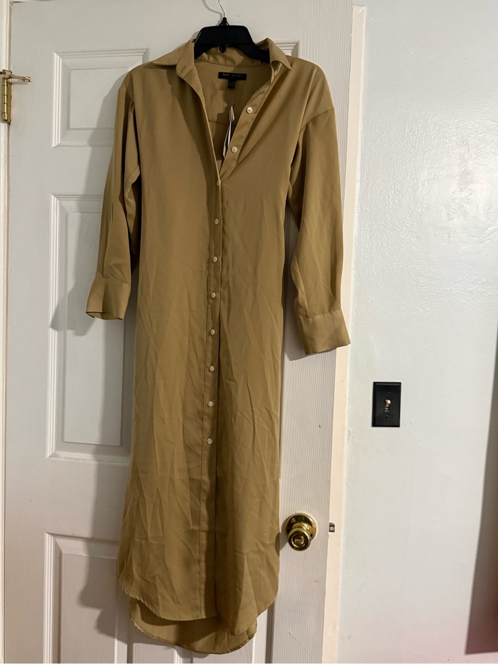 Banana Republic Button-Front Midi Shirt Dress - Tan